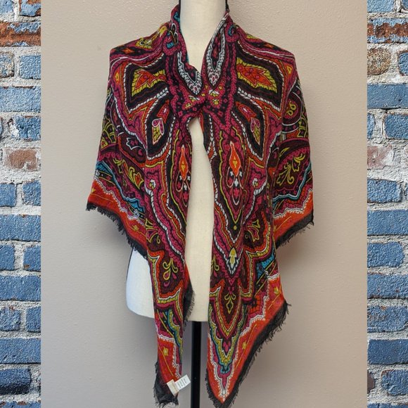 Collection XIIX Accessories - COLLECTION XIIX Black Bright Paisley Square Wrap